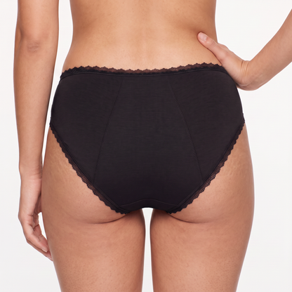 Culotte menstruelle Iris en dentelle noire, vue de dos