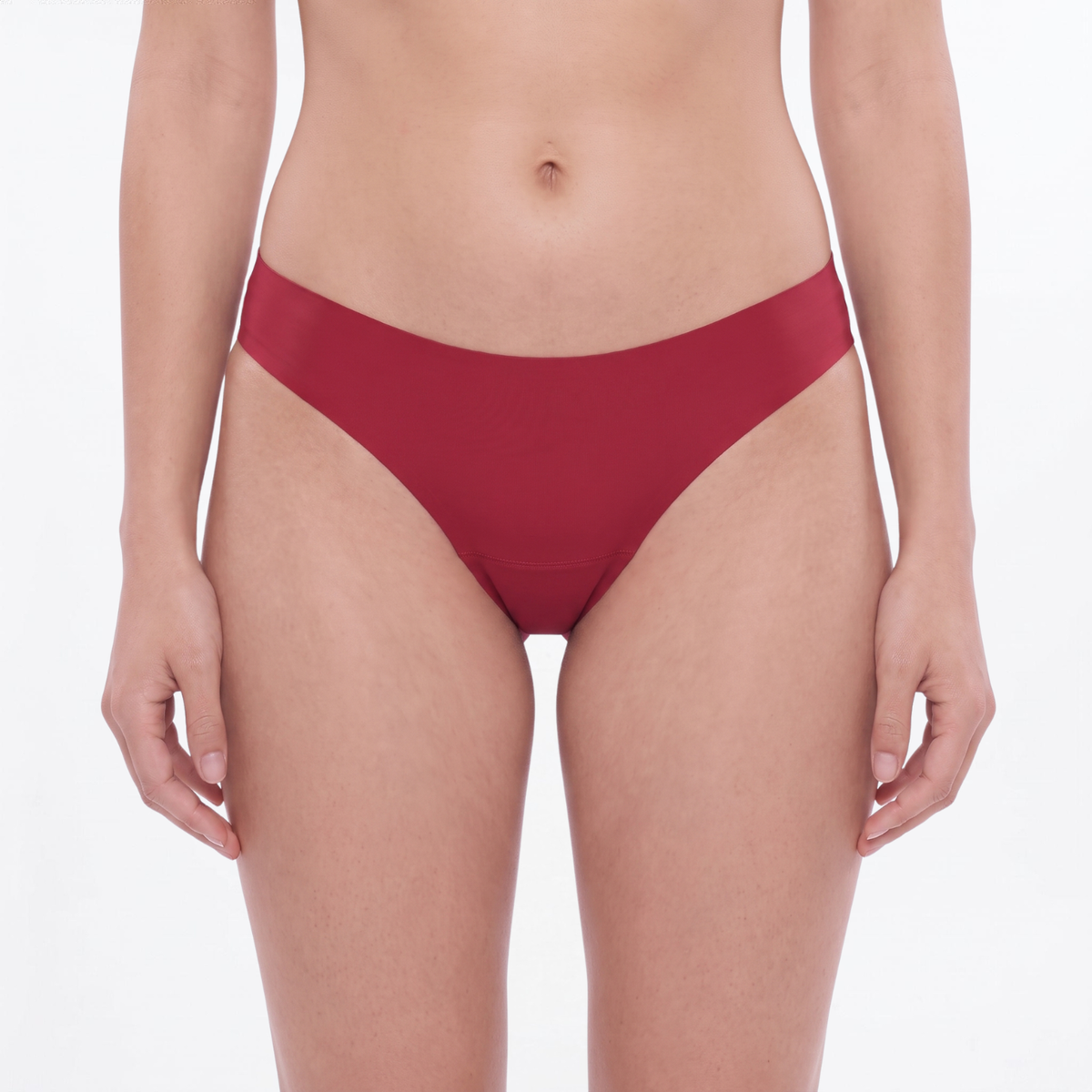 String menstruel Carmin sans couture vue de face