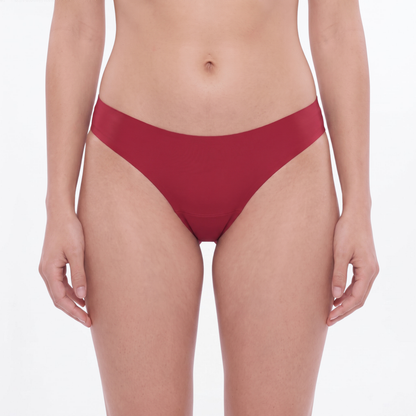 String menstruel Carmin sans couture vue de face