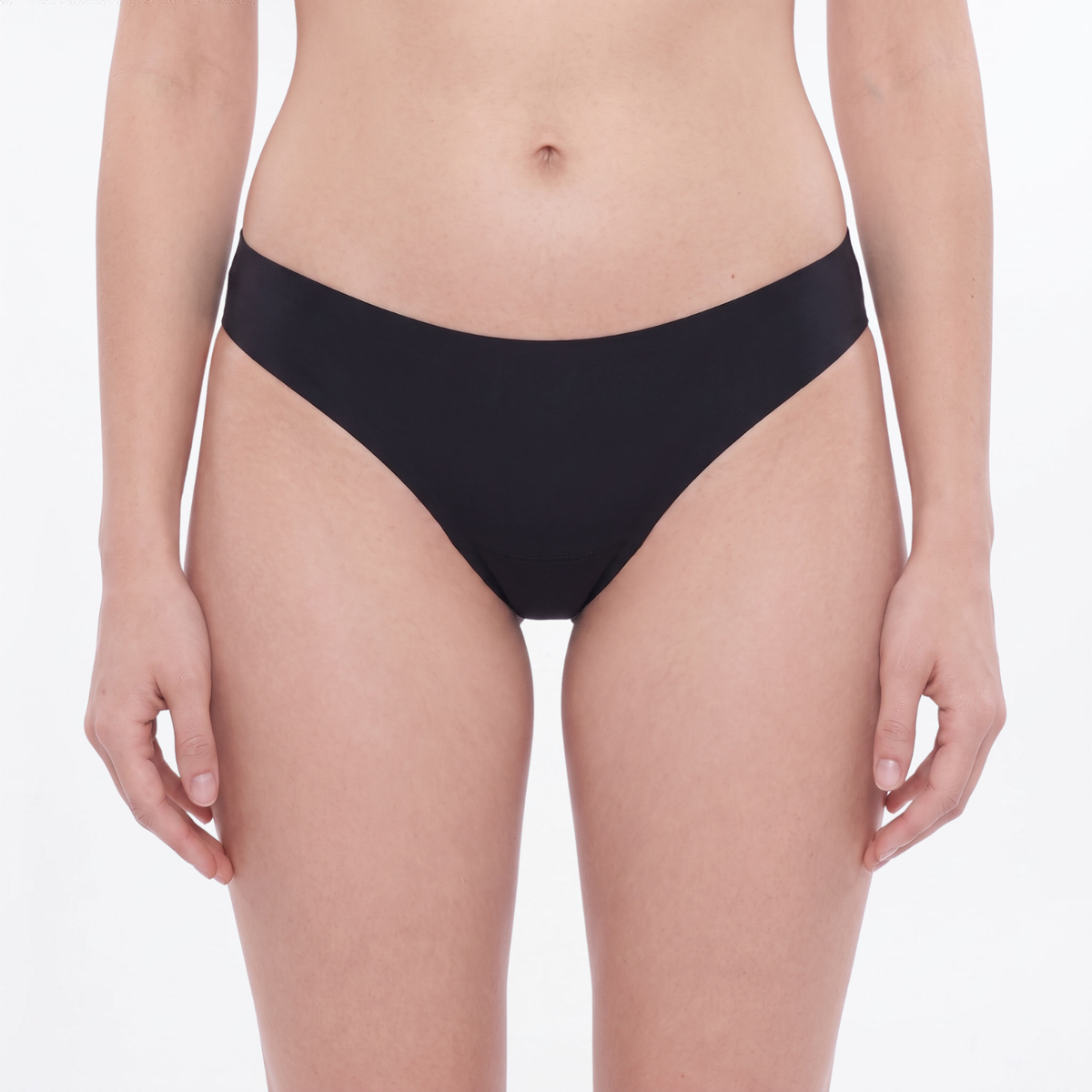 String menstruel Noir sans couture vue de face
