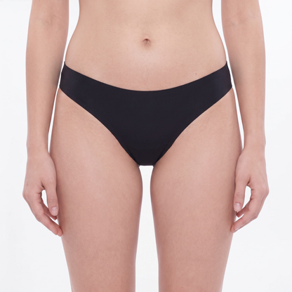 String menstruel Noir sans couture vue de face