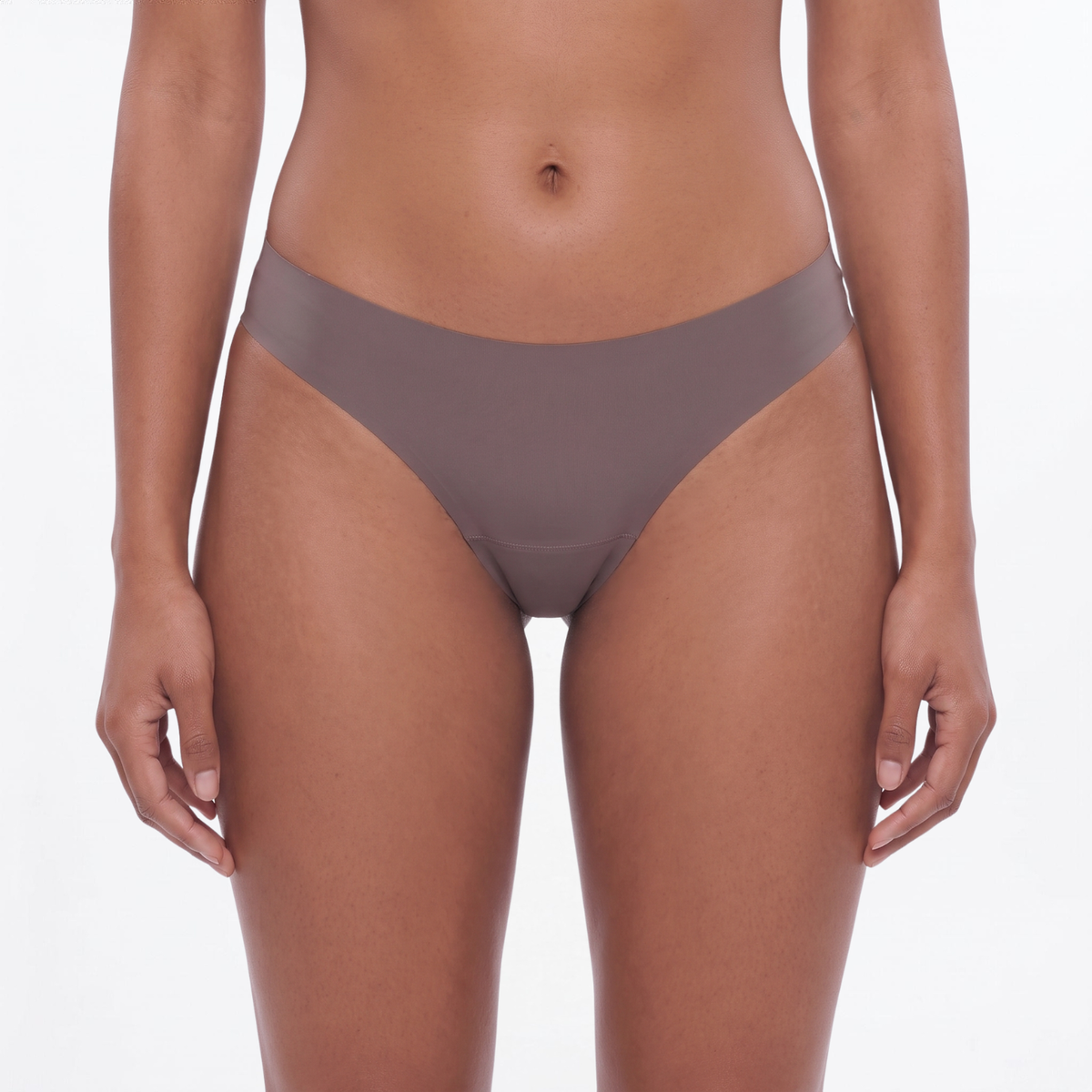String menstruel Taupe sans couture vue de face
